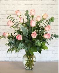 Dozen Long Stem Pink Roses From Rogue River Florist, Grant's Pass Flower Delivery