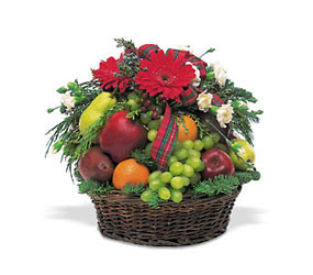 Fruit and Flowers Basket From Rogue River Florist, Grant's Pass Flower Delivery
