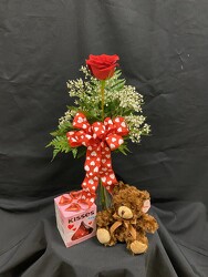 Single Rose VDay Bundle  From Rogue River Florist, Grant's Pass Flower Delivery