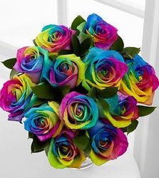 Rainbow Roses 1 Dozen From Rogue River Florist, Grant's Pass Flower Delivery